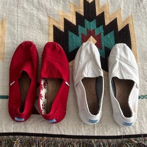 2 pairs of Toms - red and white - size 11